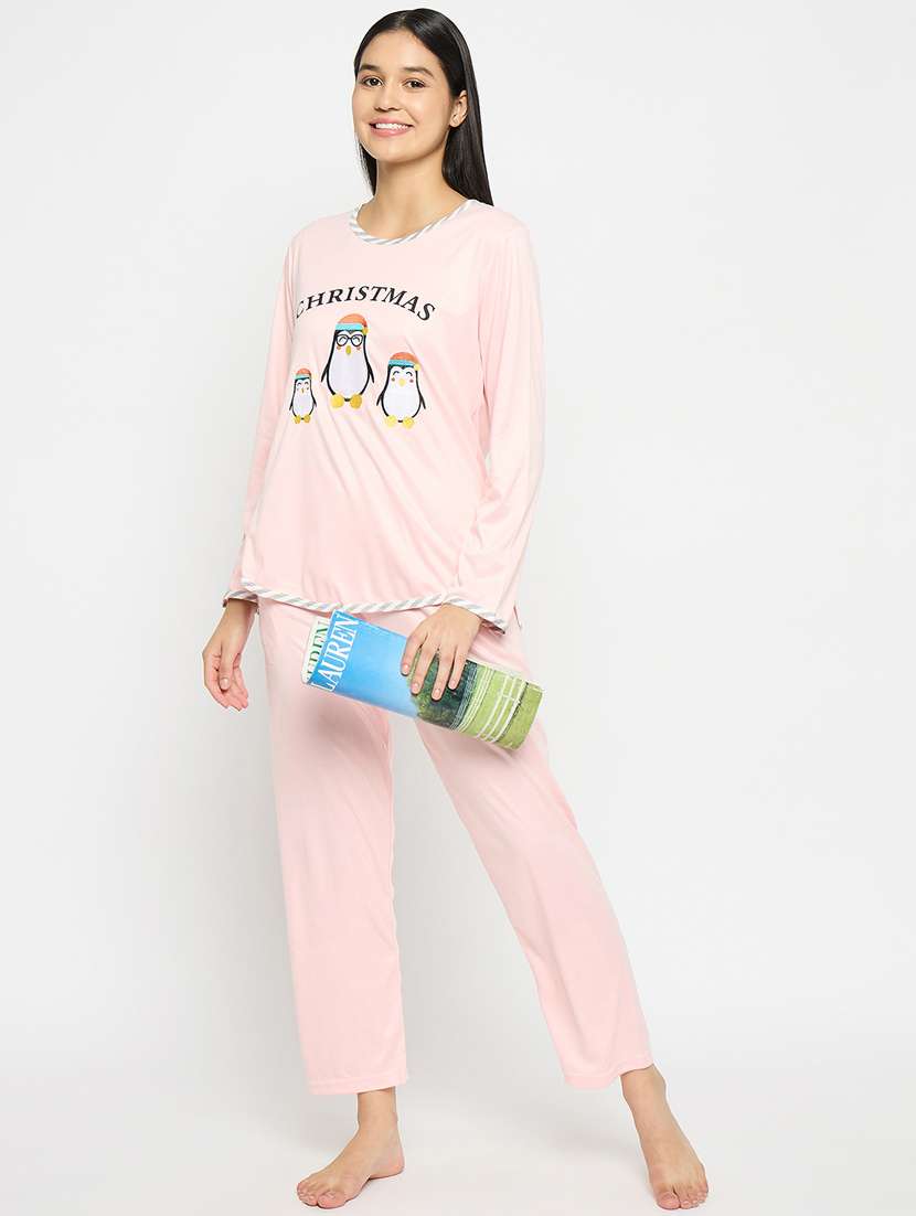 pink printed viscose pyjama set  - 21167754 -  Standard Image - 3