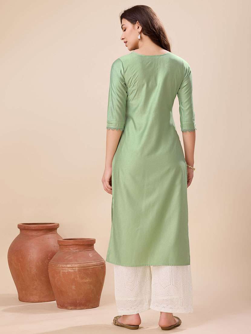women three quarter sleeve straight kurta - 21167759 -  Standard Image - 3