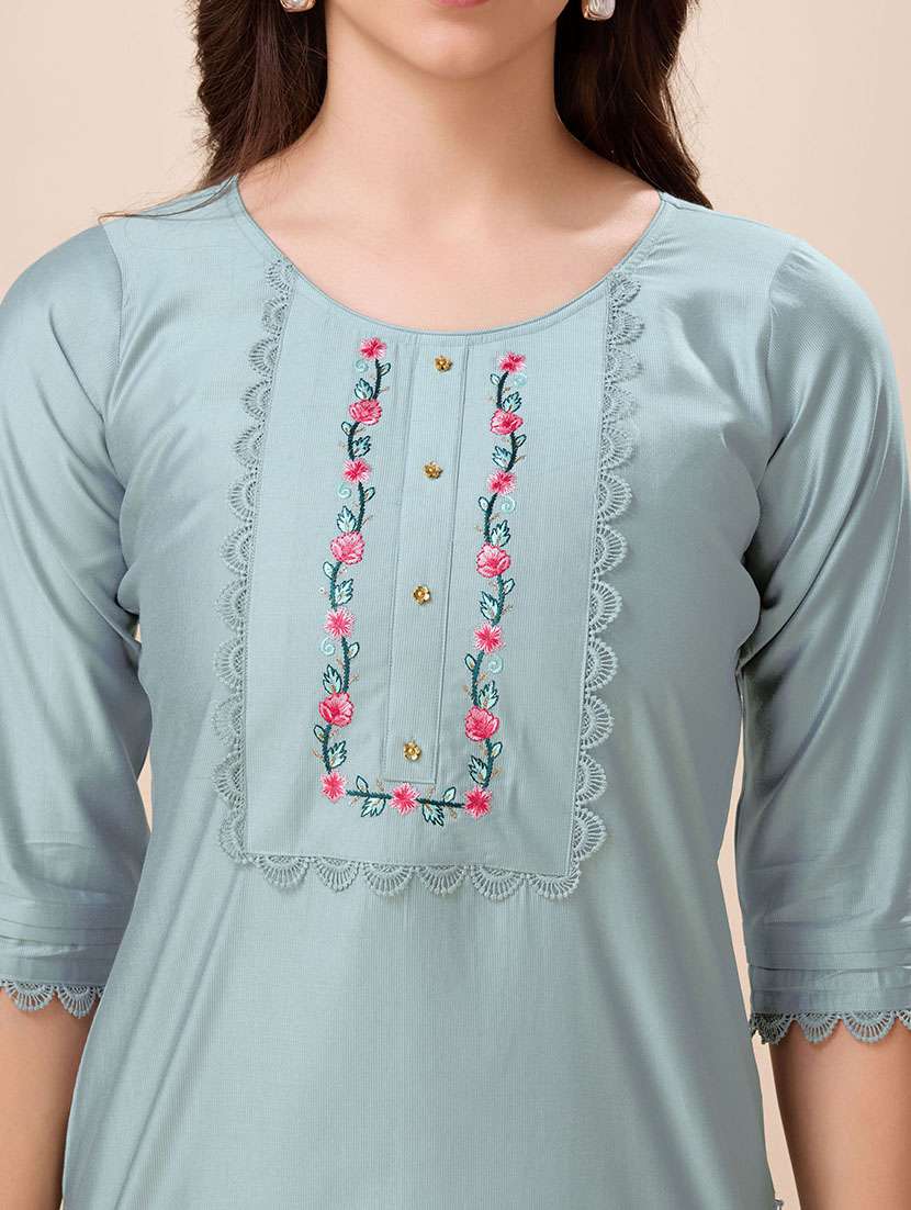women three quarter sleeve straight kurta - 21167760 -  Standard Image - 5