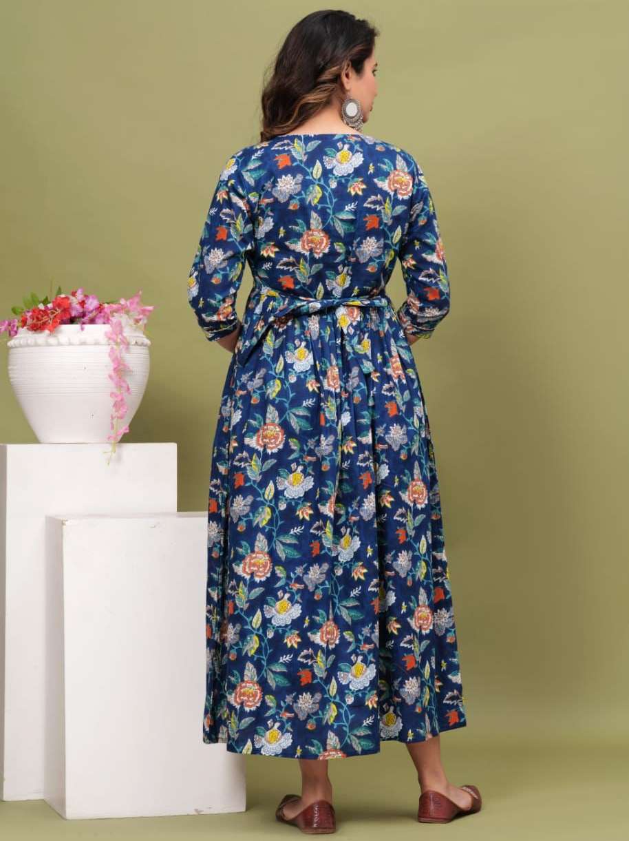 blue cotton maternity and feeding kurti  - 21167849 -  Standard Image - 3