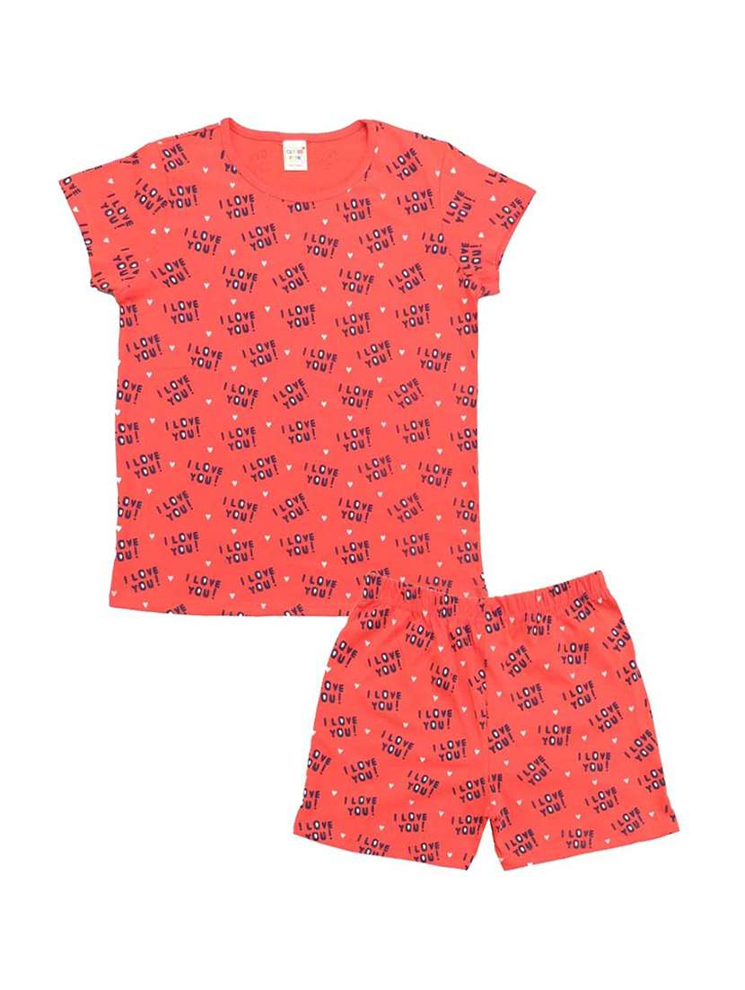 girls printed casual shorts set