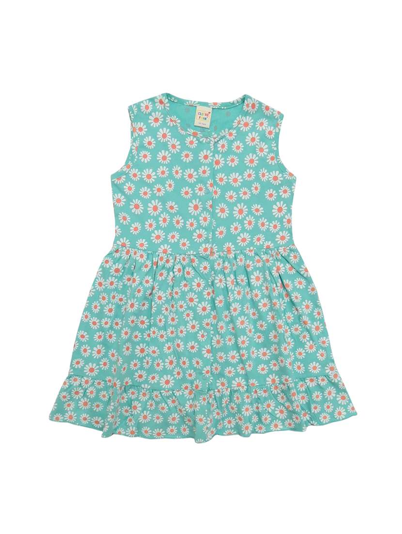 girls round neck printed frock