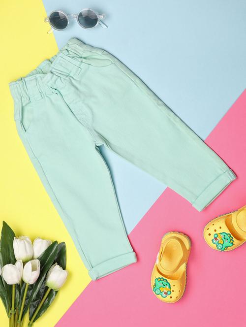 kids green denim plain jeans - 21168890 - Standard Image - 0