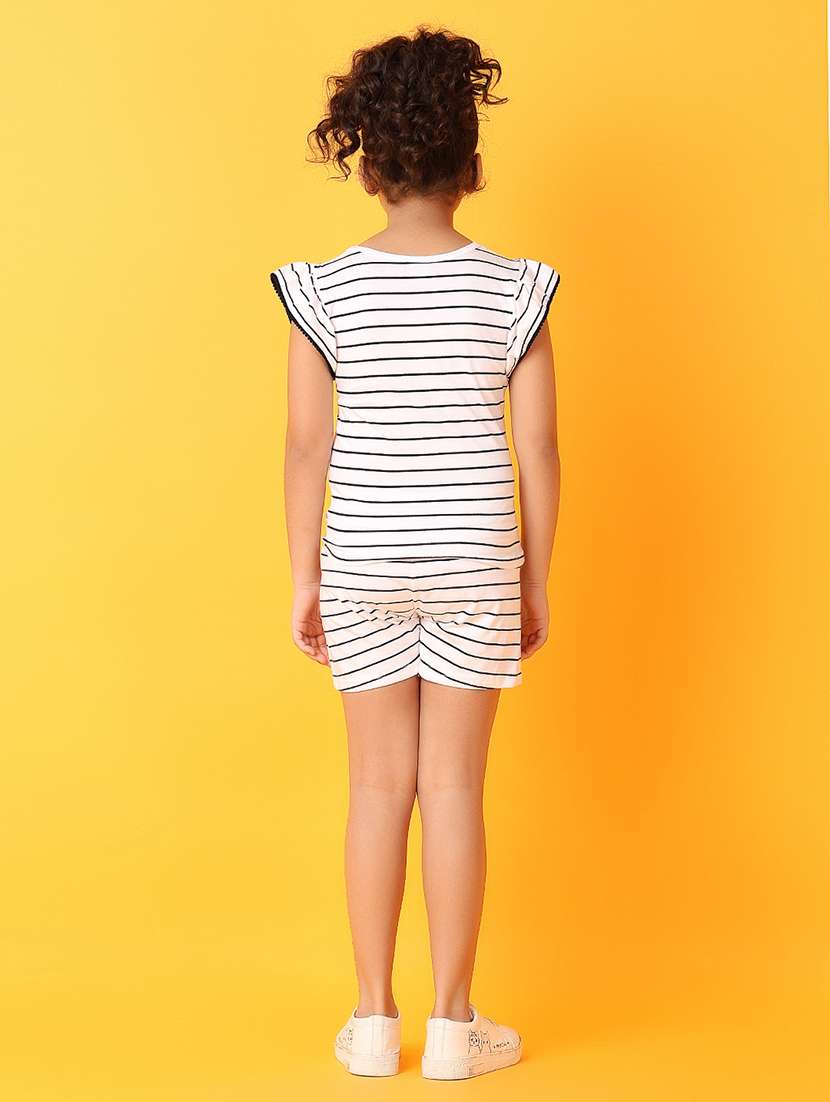 girls white stripes shorts set - 21168929 -  Standard Image - 3