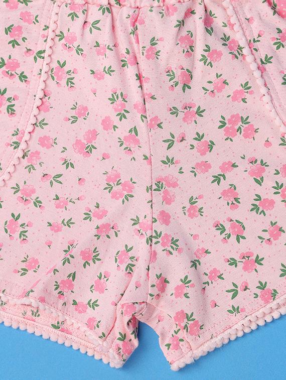 girls pink floral printed shorts set - 21168930 - Standard Image - 3