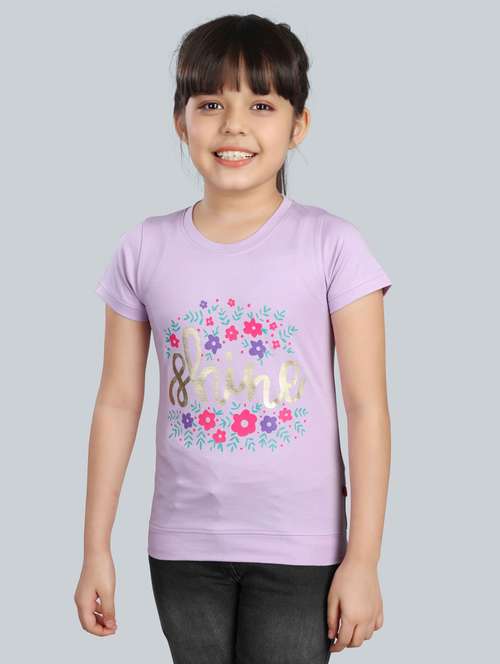 girls round neck graphic printed tees - 21169037 -  Standard Image - 0