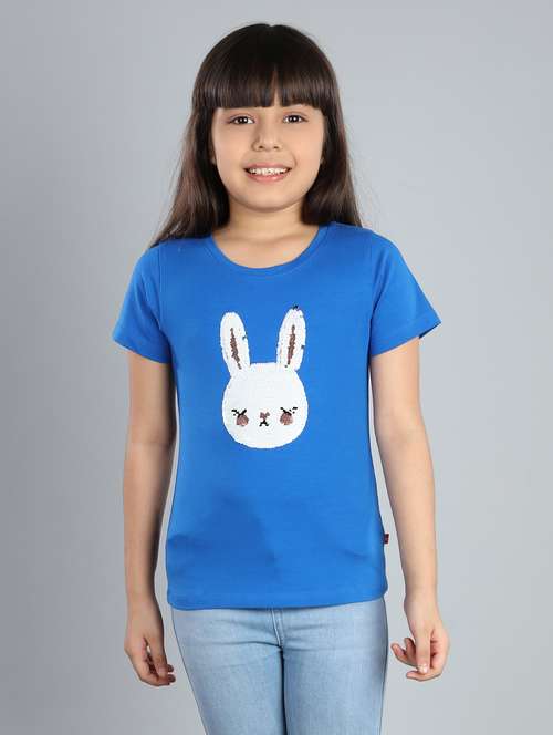 girls round neck graphic printed tees - 21169039 -  Standard Image - 0