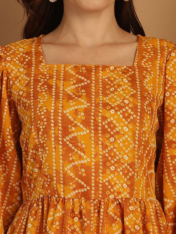 yellow cotton fit & flare dress - 21169160 -  Standard Image - 5