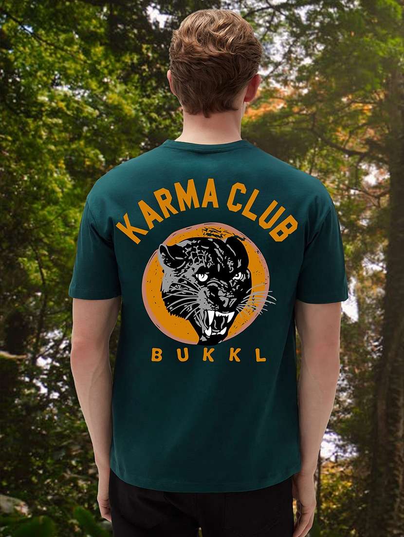 men back print round neck oversized t-shirt