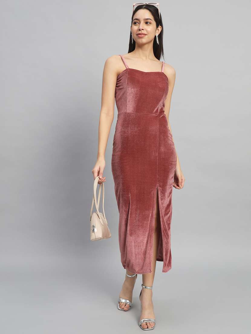 women solid sweatheart neck bodycon dress
