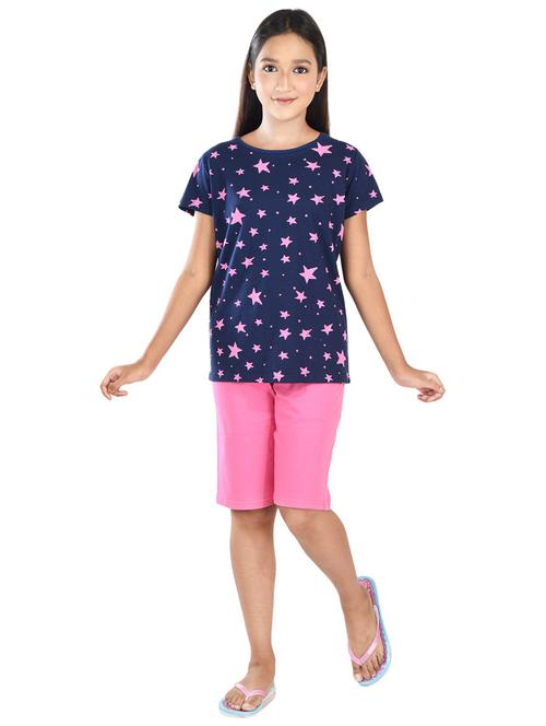 girls printed cotton capri nightwear set - 21170122 - Standard Image - 0
