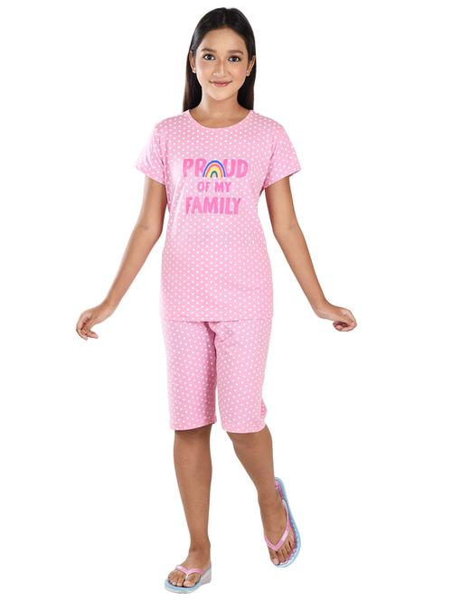 girls printed cotton capri nightwear set - 21170126 -  Standard Image - 0