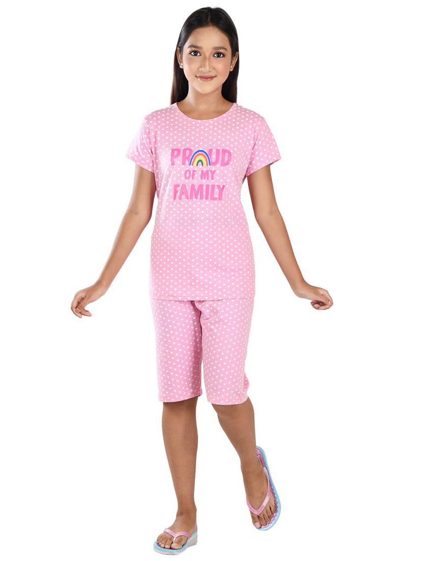 girls printed cotton capri nightwear set - 21170126 -  Zoom Image - 0