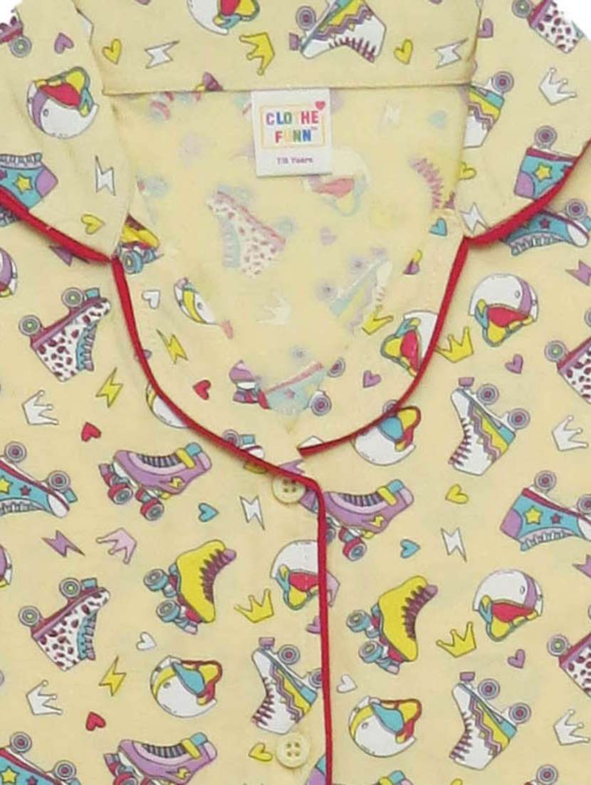 girls printed cotton pyjama nightwear set - 21170127 - Standard Image - 3