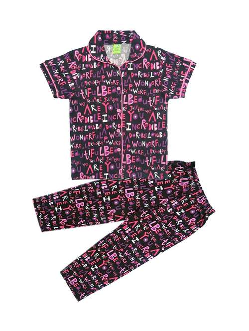 girls printed cotton pyjama nightwear set - 21170132 - Standard Image - 0