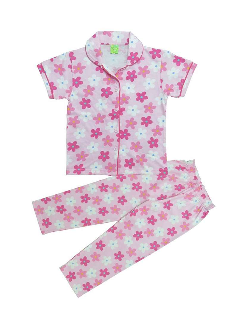 girls printed cotton pyjama nightwear set
