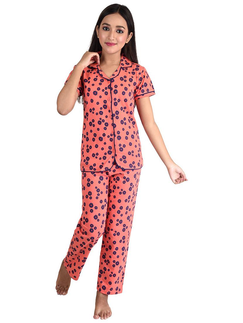 girls printed cotton pyjama nightwear set
