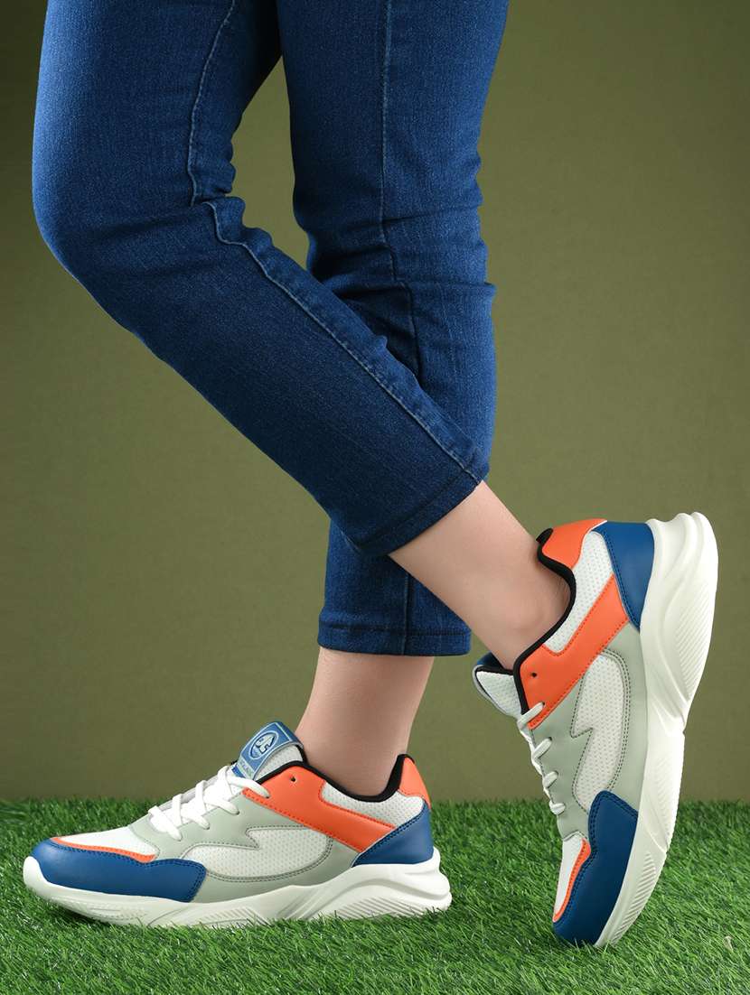 Multi Colored Mesh Laceup Sports Shoes