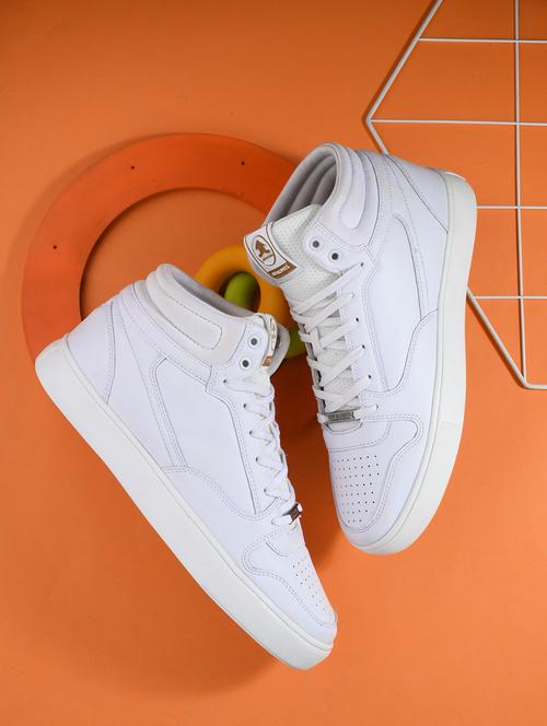 off white synthetic lace up sneakers - 21170486 - Standard Image - 0