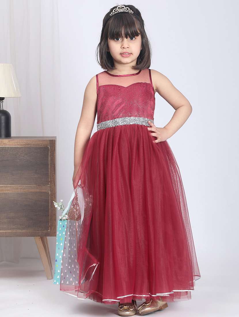 girls round neck net frock - 21170514 -  Zoom Image - 0