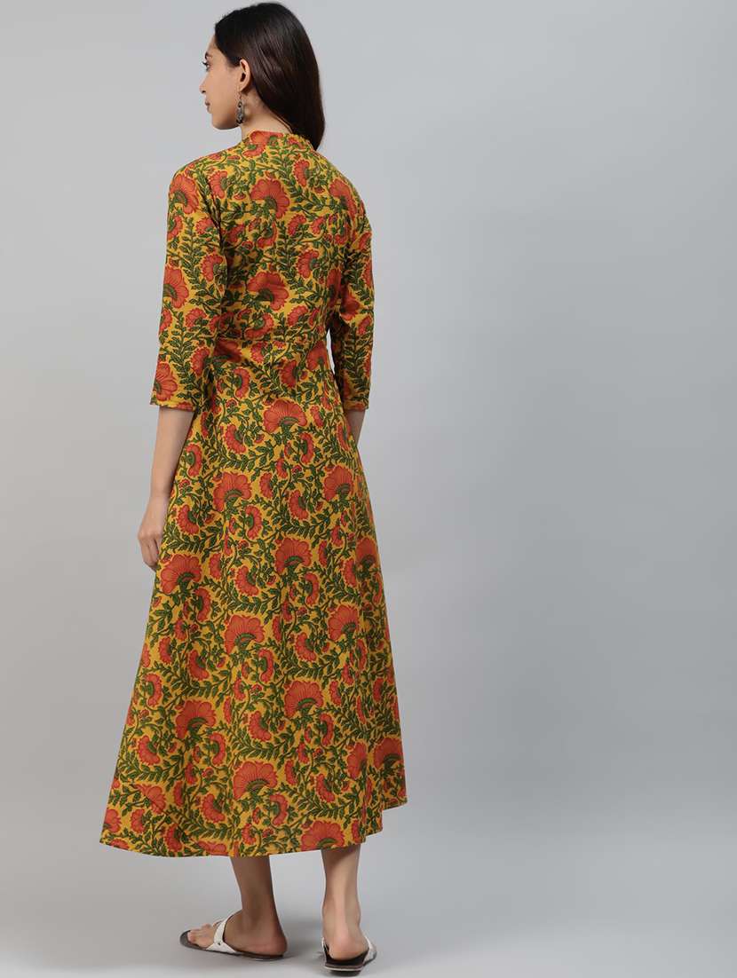 mustard viscose anarkali kurta - 21170736 -  Standard Image - 3