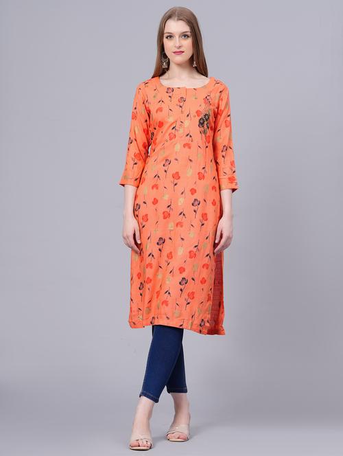 pink viscose straight kurta - 21170753 - Standard Image - 0
