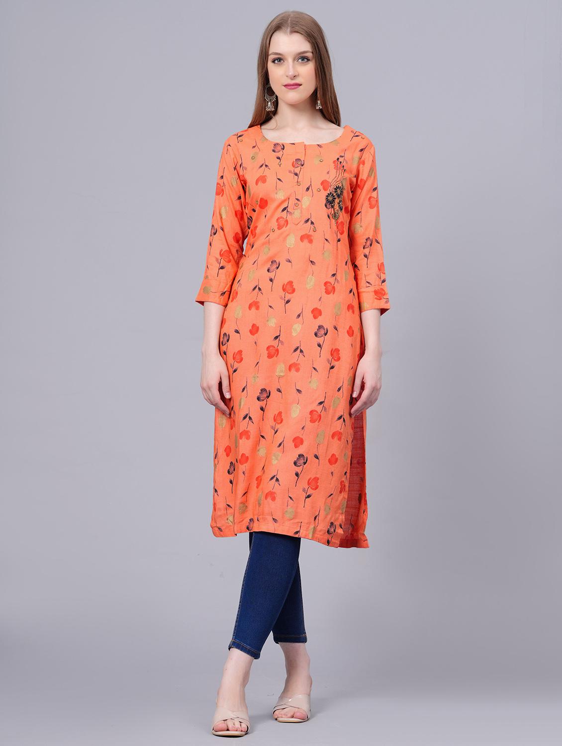 pink viscose straight kurta - 21170753 - Zoom Image - 0