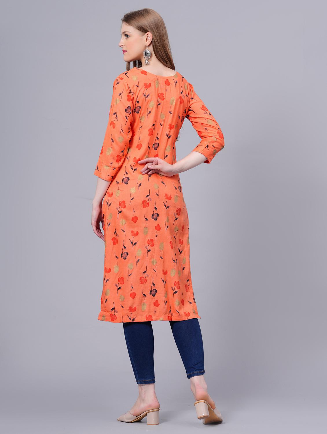 pink viscose straight kurta - 21170753 - Standard Image - 3