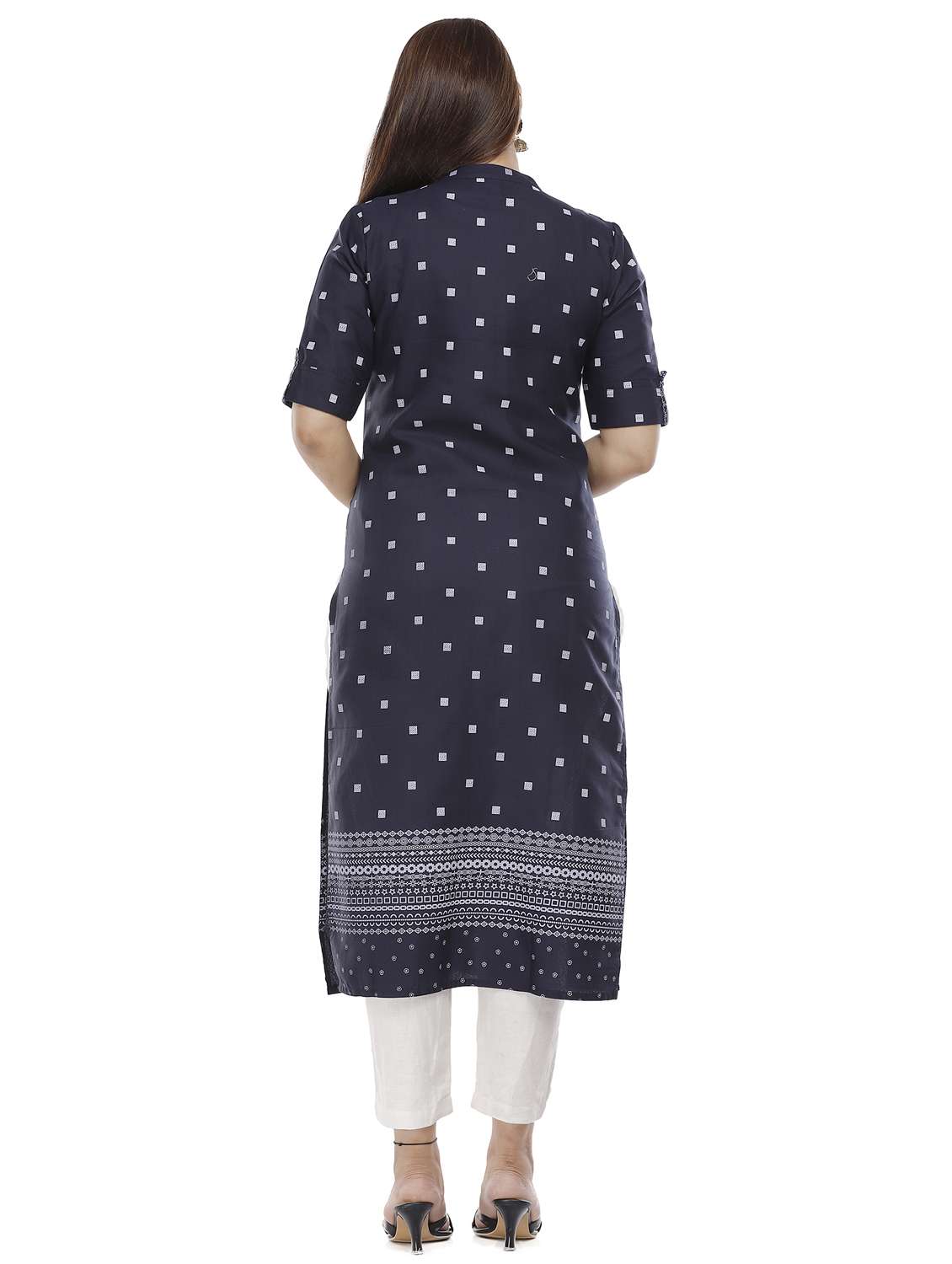 blue cotton blend straight kurta - 21170809 -  Standard Image - 3