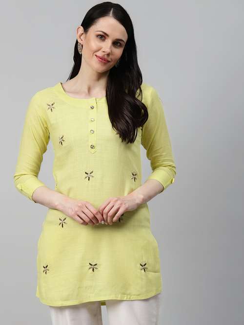 yellow viscose straight kurta - 21171054 - Standard Image - 0