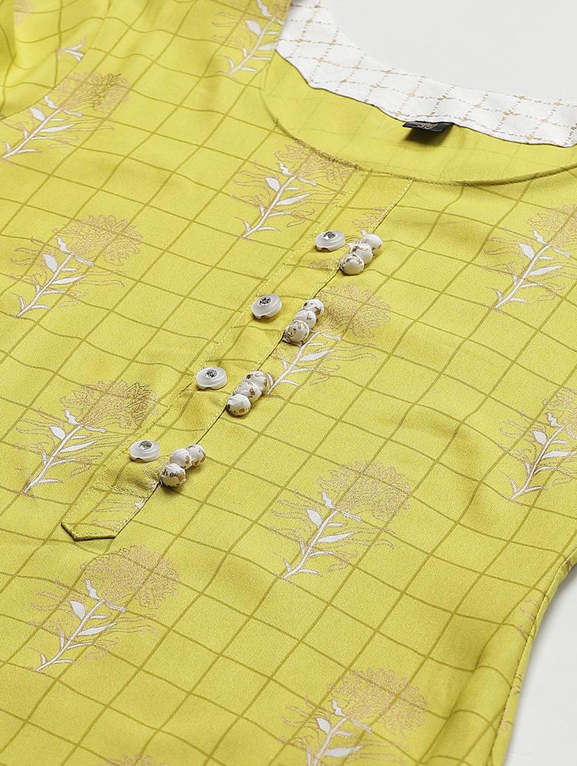 lime printed kurta & pant set - 21171081 - Standard Image - 5