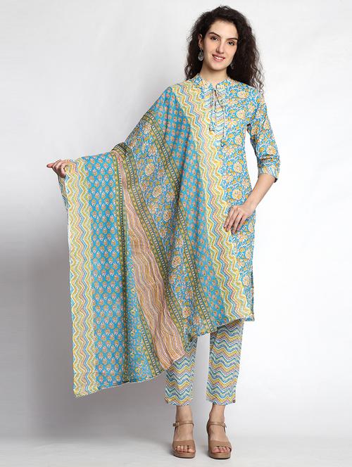 blue printed suit set - 21171377 - Standard Image - 0