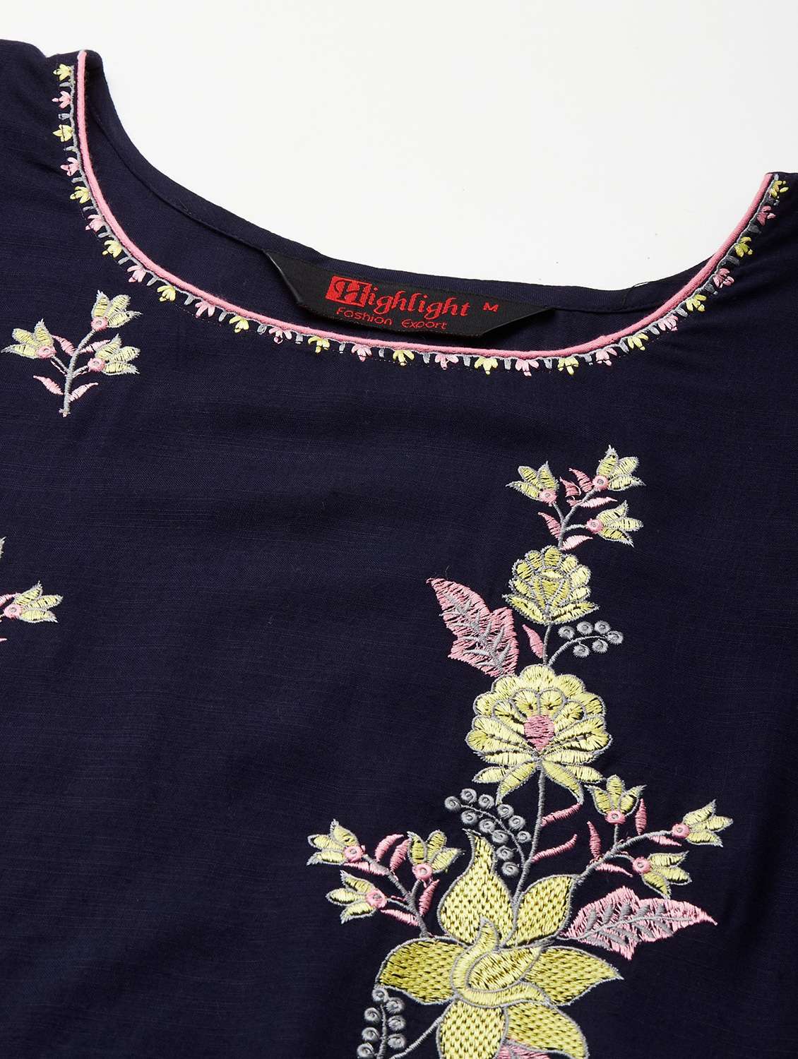 navy blue embroidered kurta pant set - 21171569 - Standard Image - 5