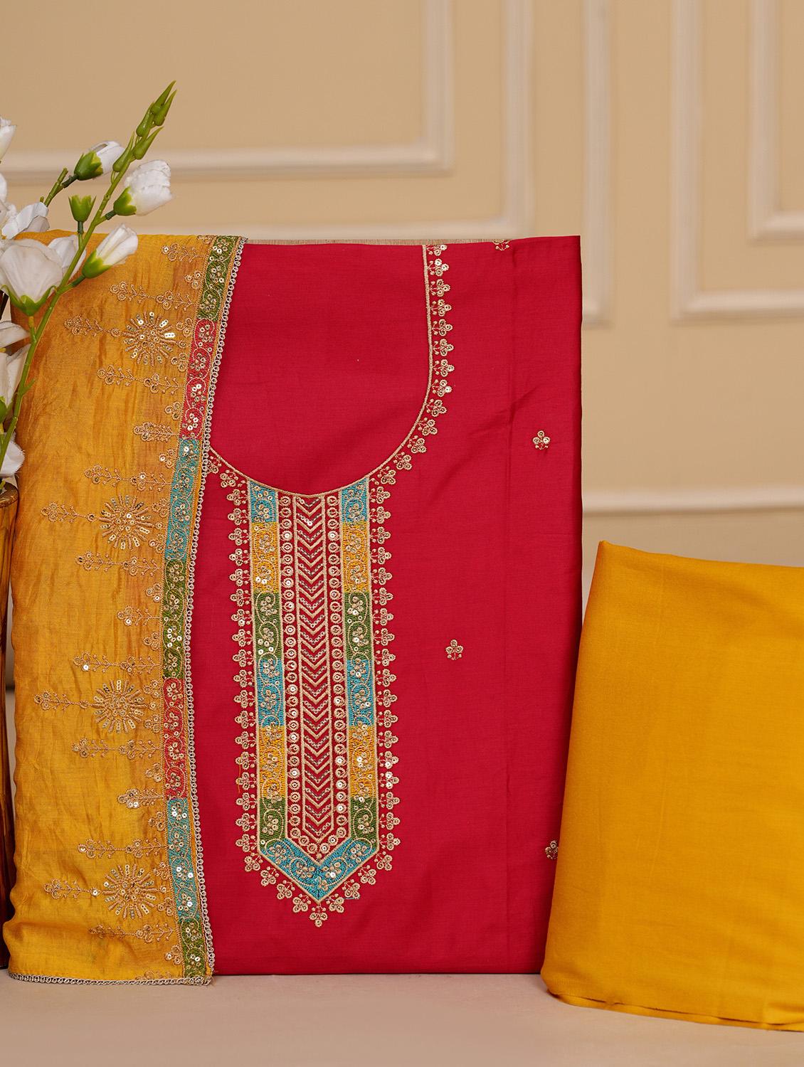embroidered unstitched suit set - 21171933 - Zoom Image - 0