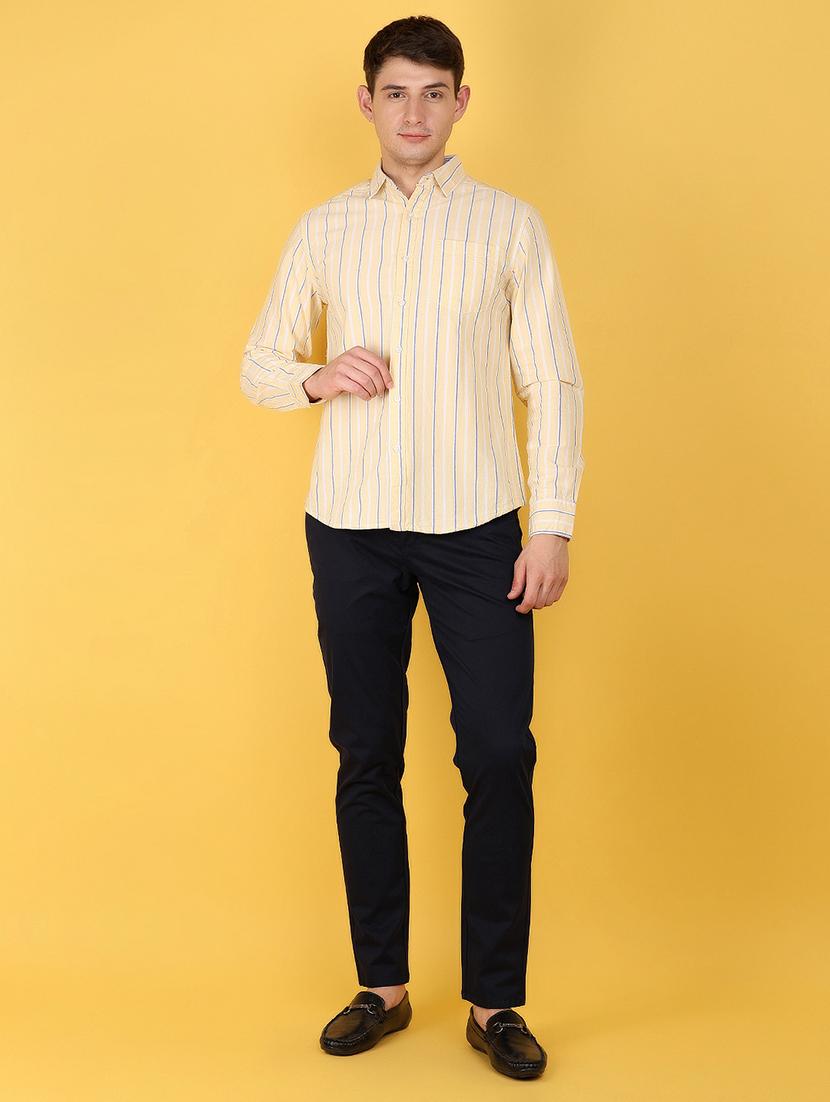 men yellow regular fit collared casual shirt - 21172005 - Standard Image - 3