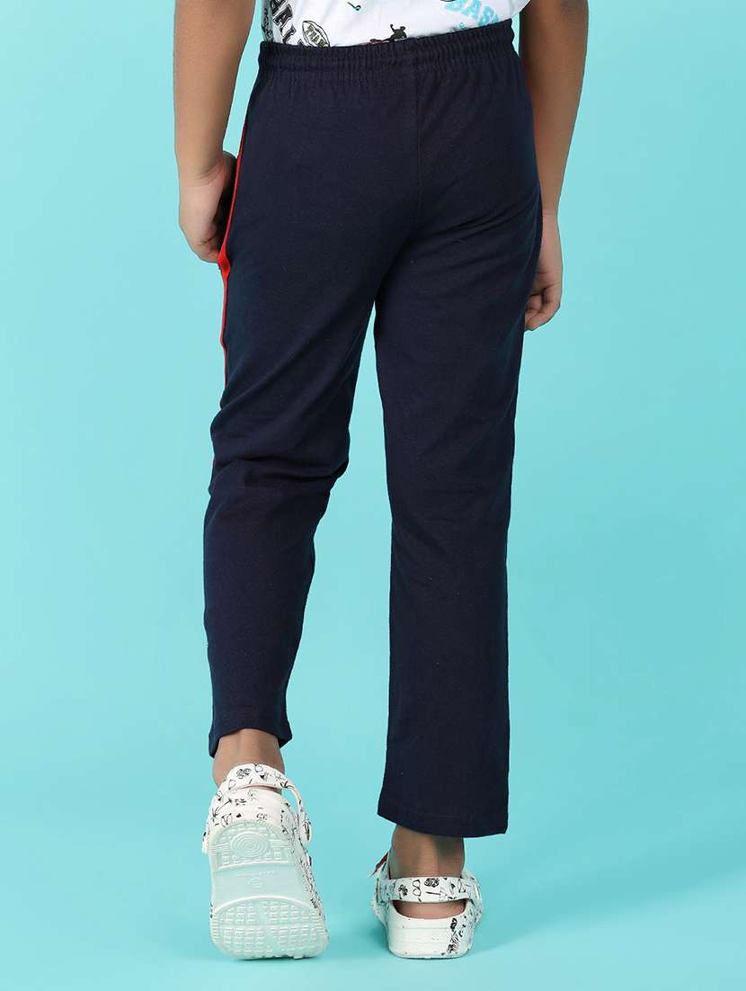 boys navy blue side taped track pants - 21172054 -  Standard Image - 3