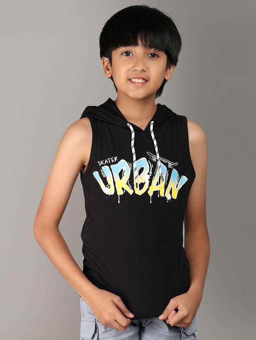 boys black cotton vest