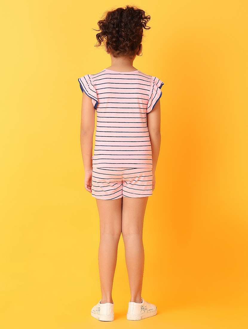 girls pink stripes shorts set - 21172087 -  Standard Image - 3