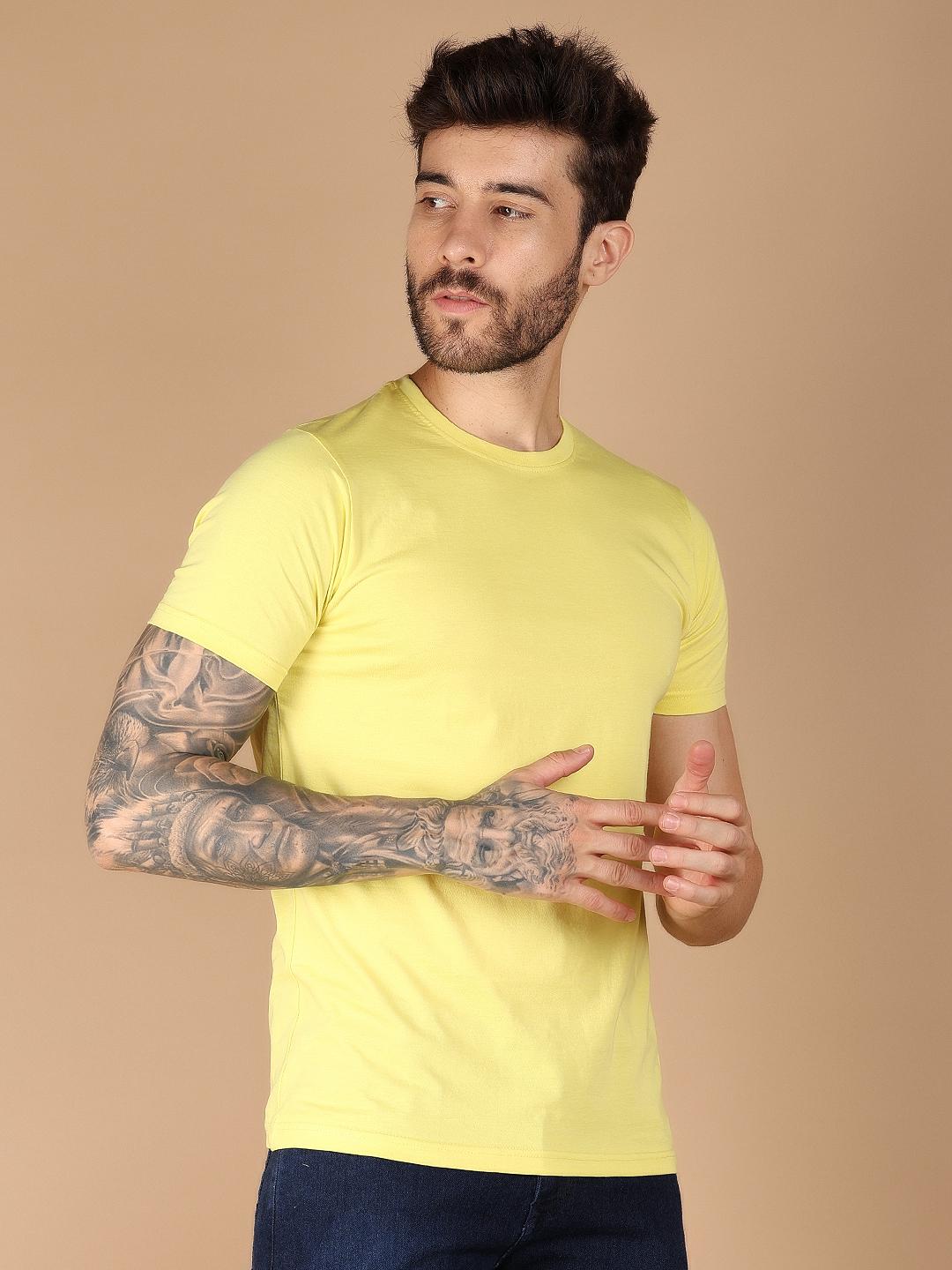 yellow cotton front print tshirt - 21172389 - Standard Image - 3
