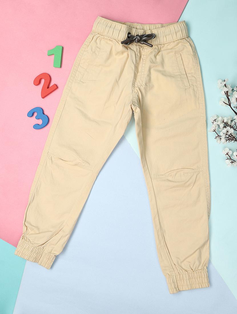 kids beige cotton jogger trouser - 21172392 -  Zoom Image - 0