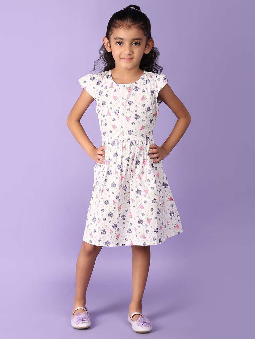girls printed round neck frock