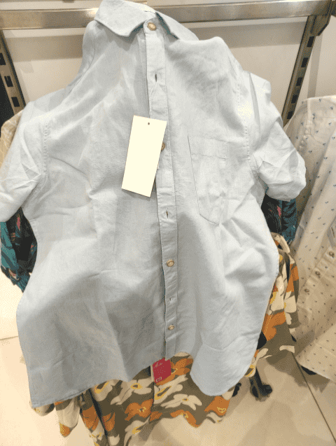 light blue cotton linen casual shirt - 21172397 -  Zoom Image - 0