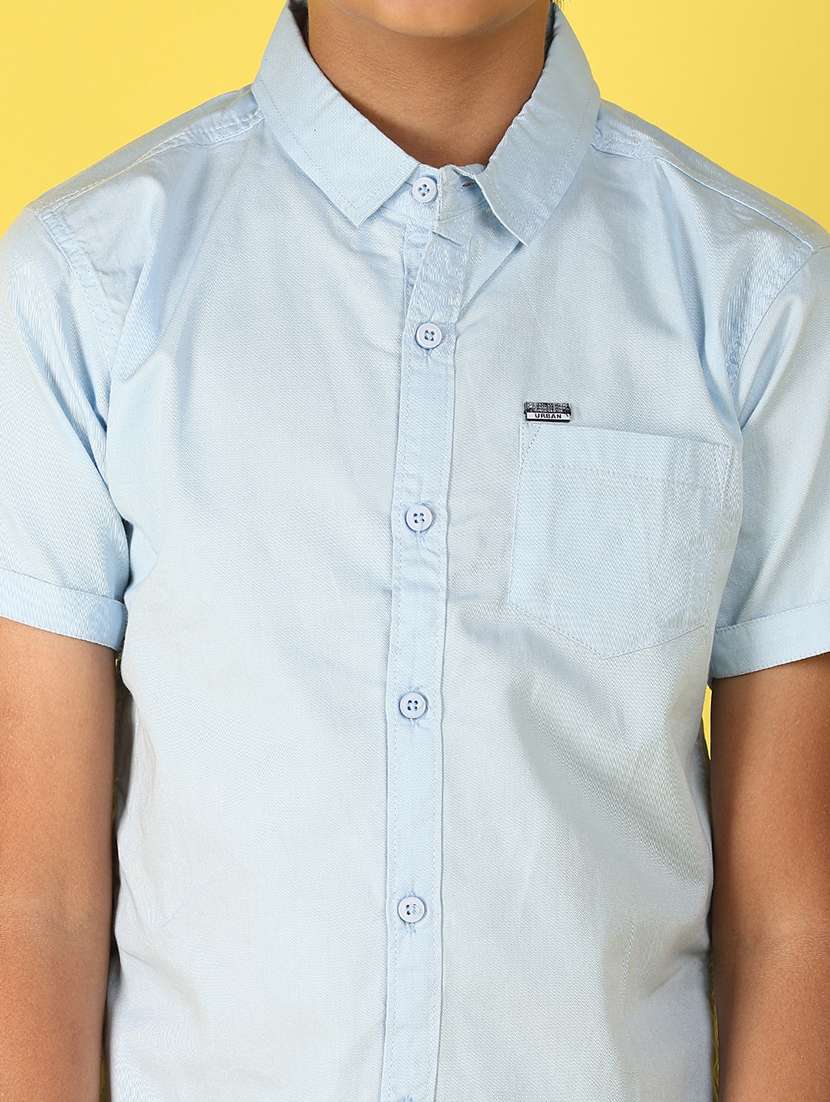 boys light blue solids cotton shirt - 21172413 -  Standard Image - 5