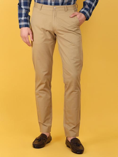 khaki cotton blend casual trouser - 21172415 -  Standard Image - 0