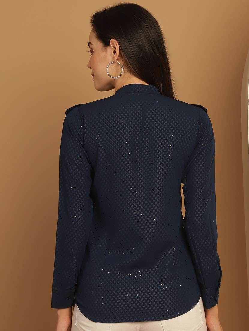 navy blue cotton regular shirt - 21172602 -  Standard Image - 3