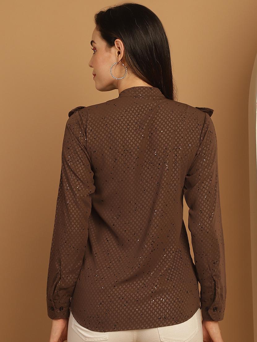 coffee brown cotton regular shirt - 21172603 - Standard Image - 3