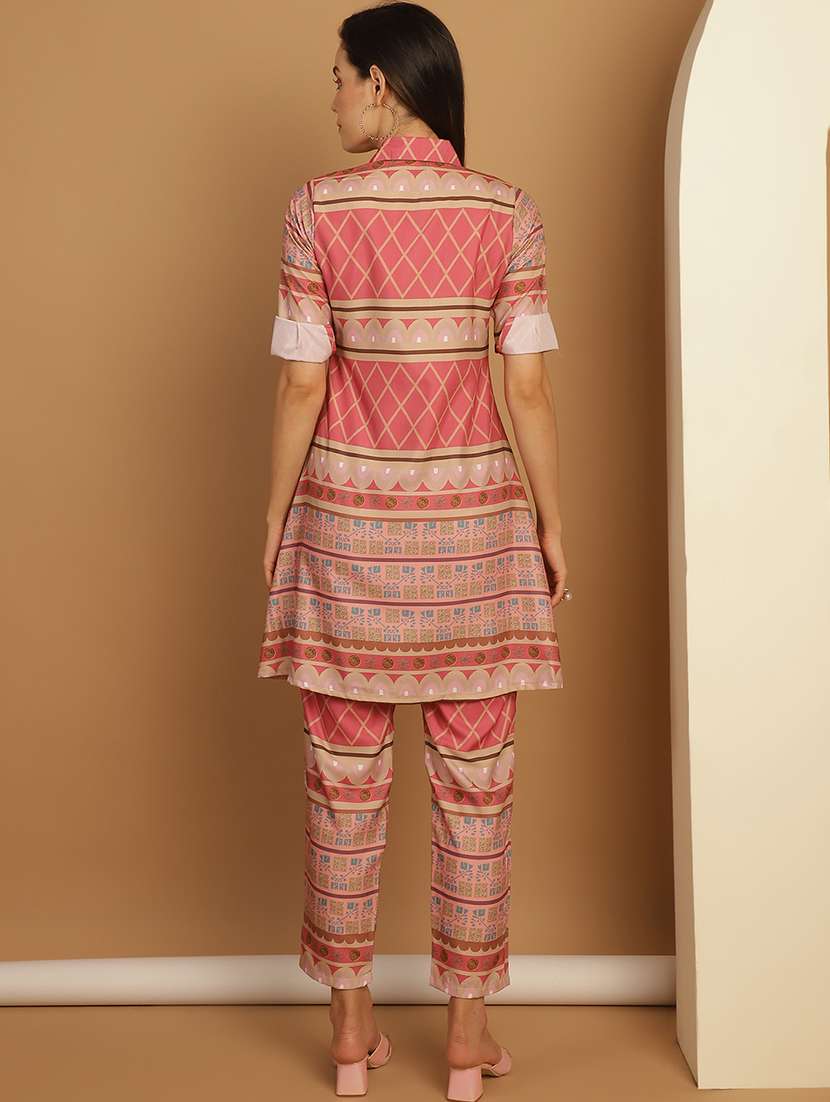 pink viscose top and trouser co-ord set - 21172607 -  Standard Image - 3