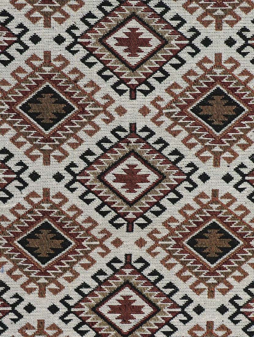 mezposh tribal beige, brown & multi ikat cotton jacquard table runner (6 seater) - 21172672 -  Standard Image - 5