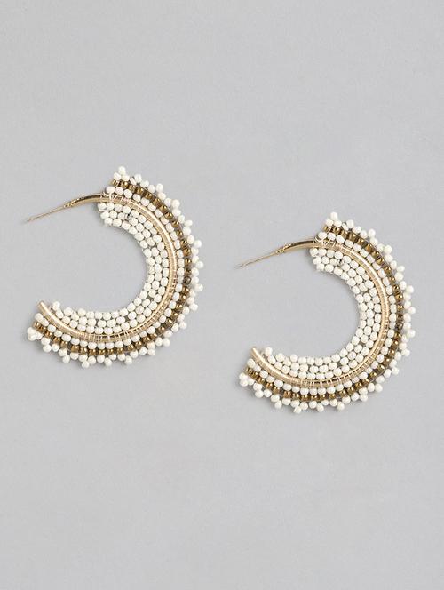 white metal hoop earrings - 21173220 - Standard Image - 0