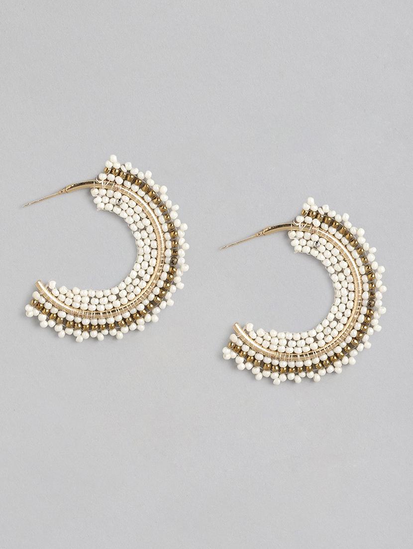 white metal hoop earrings - 21173220 - Zoom Image - 0